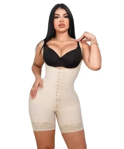 Short Reloj de Arena Media Pierna beige